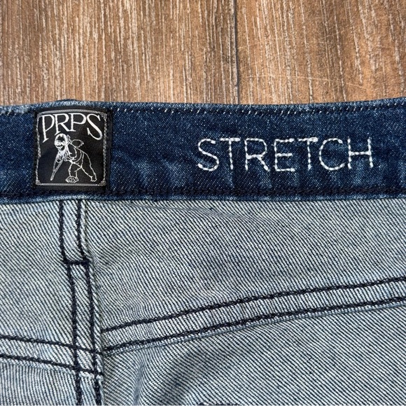 PRPS MEN'S STRAIGHT LEG JEANS  Patched Stretch blue stitched distressed - Picture 4 of 14
